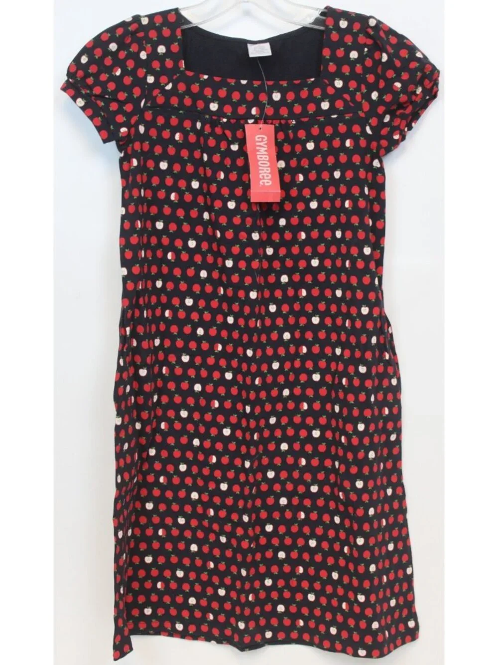 2008 Gymboree Prep School Apple  Dress Sz  10 Navy Blue Red Print School T-shirt